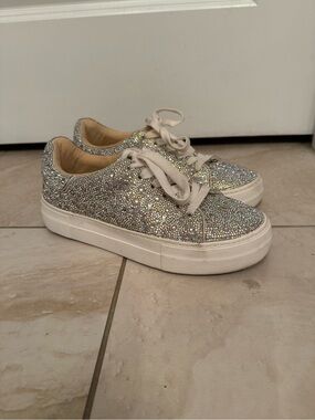 Blue by Betsey Johnson Sidny Lace-Up Rhinestone Platform Sneakers